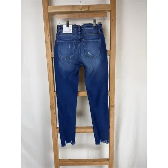 NWT Kancan Blue Distressed High-Rise Skinny Ankle Jeans Size 24 #0798 - Picture 5 of 7
